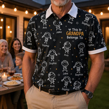 This Grandpa Belongs To Doodle Personalized Polo Shirt, Father's Day Gift for Grandpa, Custom Grandpa Shirt
