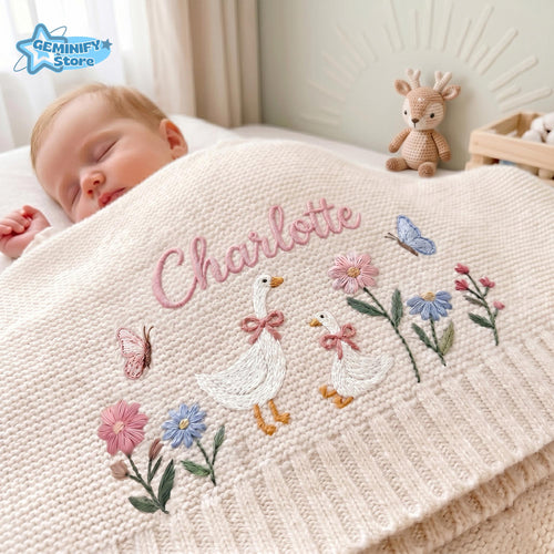 Embroidered Custom Goose Cotton Embroidery Blanket
