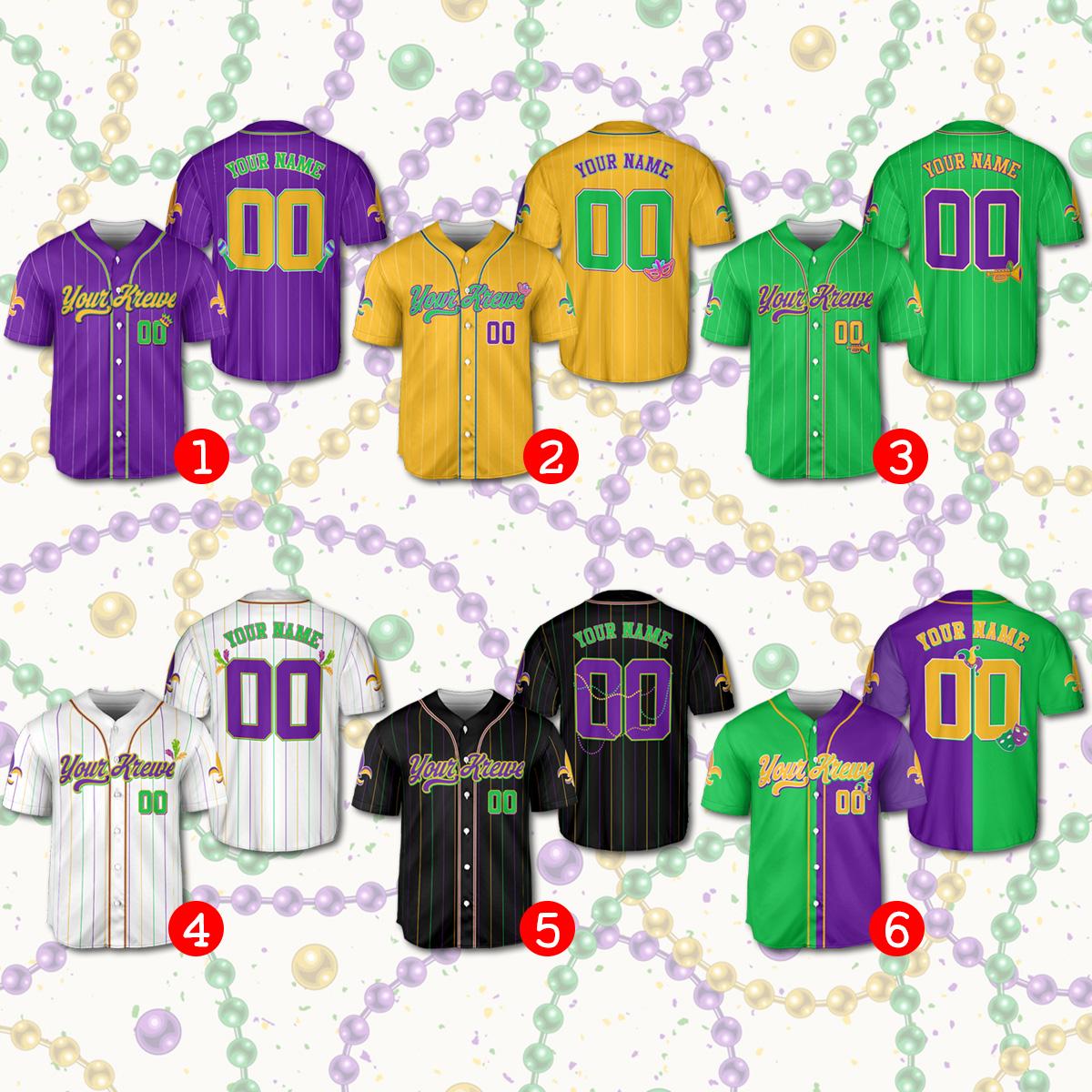 Custom Festival Mardi Gras Baseball Jersey
