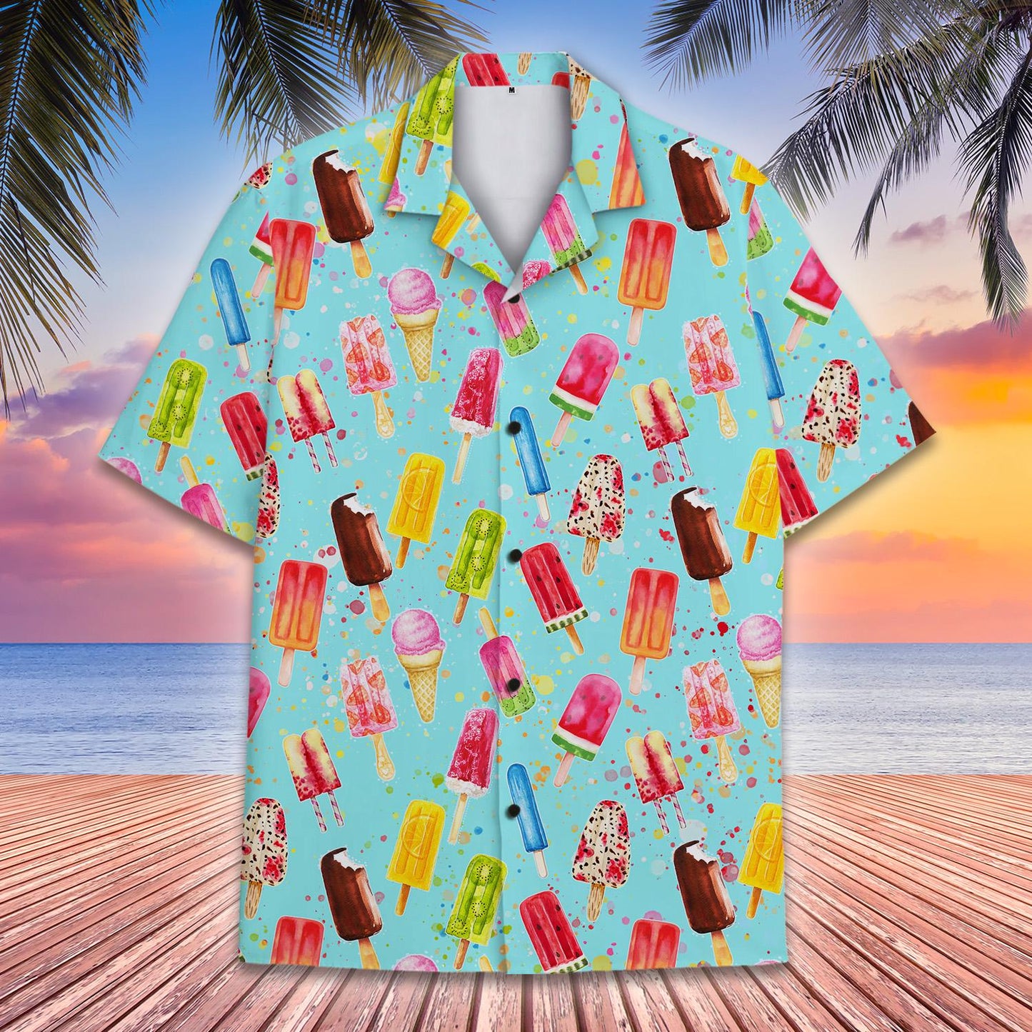 Ice Cream Popsicle Hawaiian Shirt Men Women Youth, Colorful Summer Aloha Shirt with Ice Cream Print