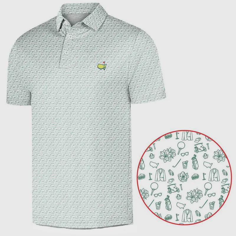 Golf Polo Shirt Masters Inspired, Augusta Green Pattern Polo Outfit Shirt