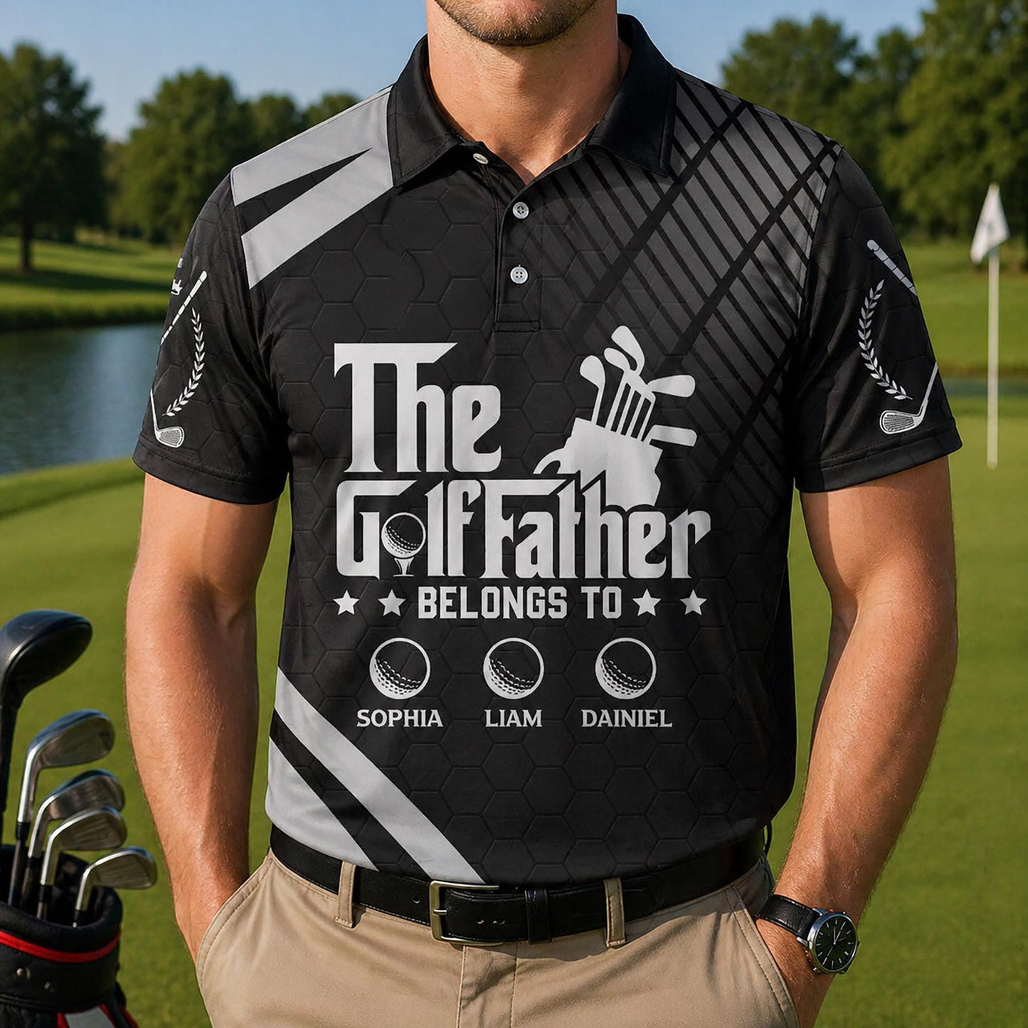 The Golffather Personalized Polo Shirt, Father's Day Gift for Golf Dad