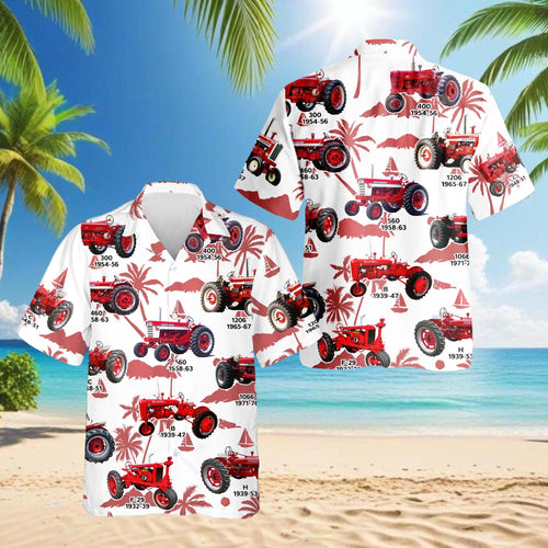 International Harvester Hawaiian Shirt Farm Tractor Aloha Aesthetic Summer Shirt