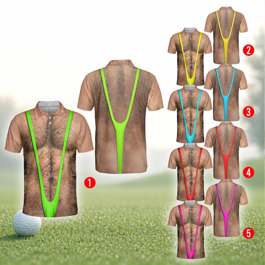 Abs Muscle Polo Shirt for Men, Dad Bod Illusion Polo, Novelty Beer Belly Shirt