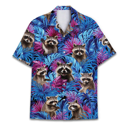 Raccoon Hawaiian Shirt - Tropical Mens Button Down