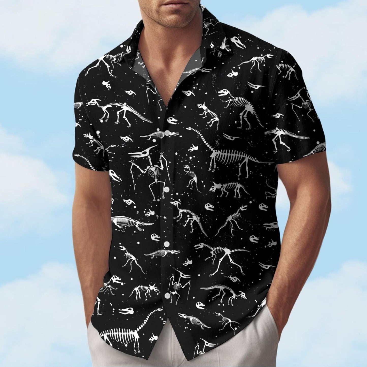 Dinosaur Species Skeleton Hawaiian Shirt for Men Women Youth