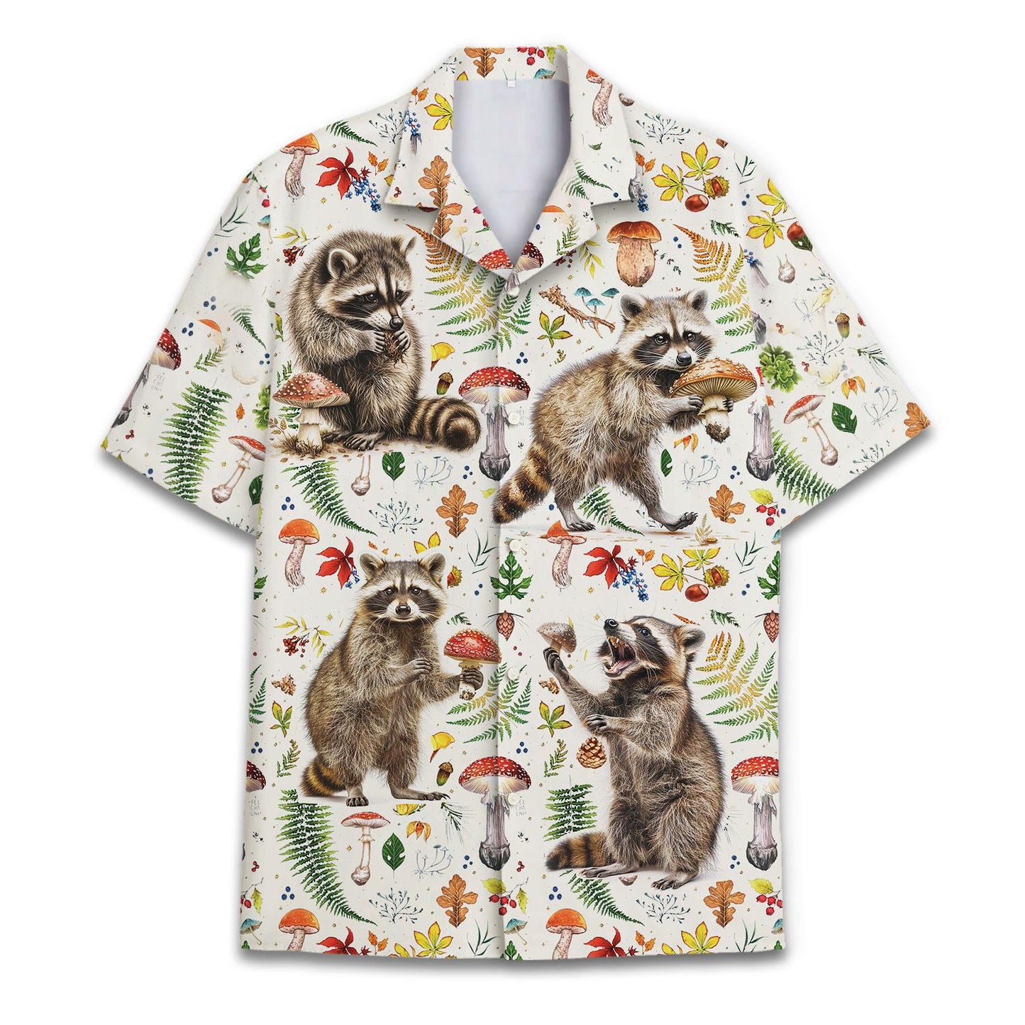 Raccoon Mushroom Hawaiian Shirt