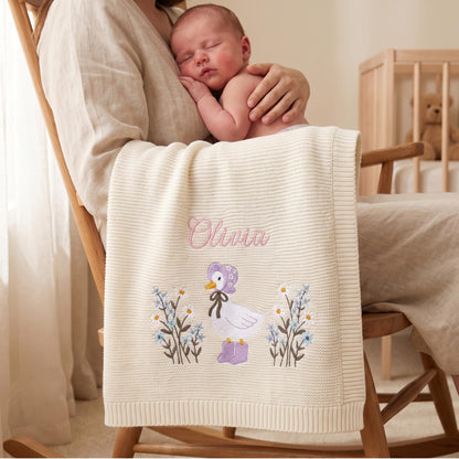 Personalized Embroidery Wildflower Baby Blanket