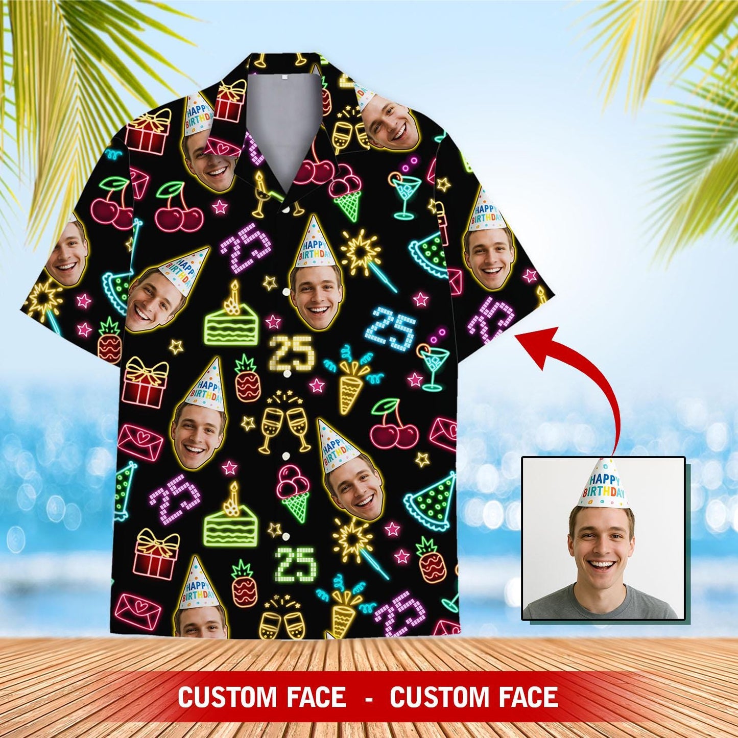 Personalized Birthday Hawaiian Shirt with Face, Custom Shirt with Photo