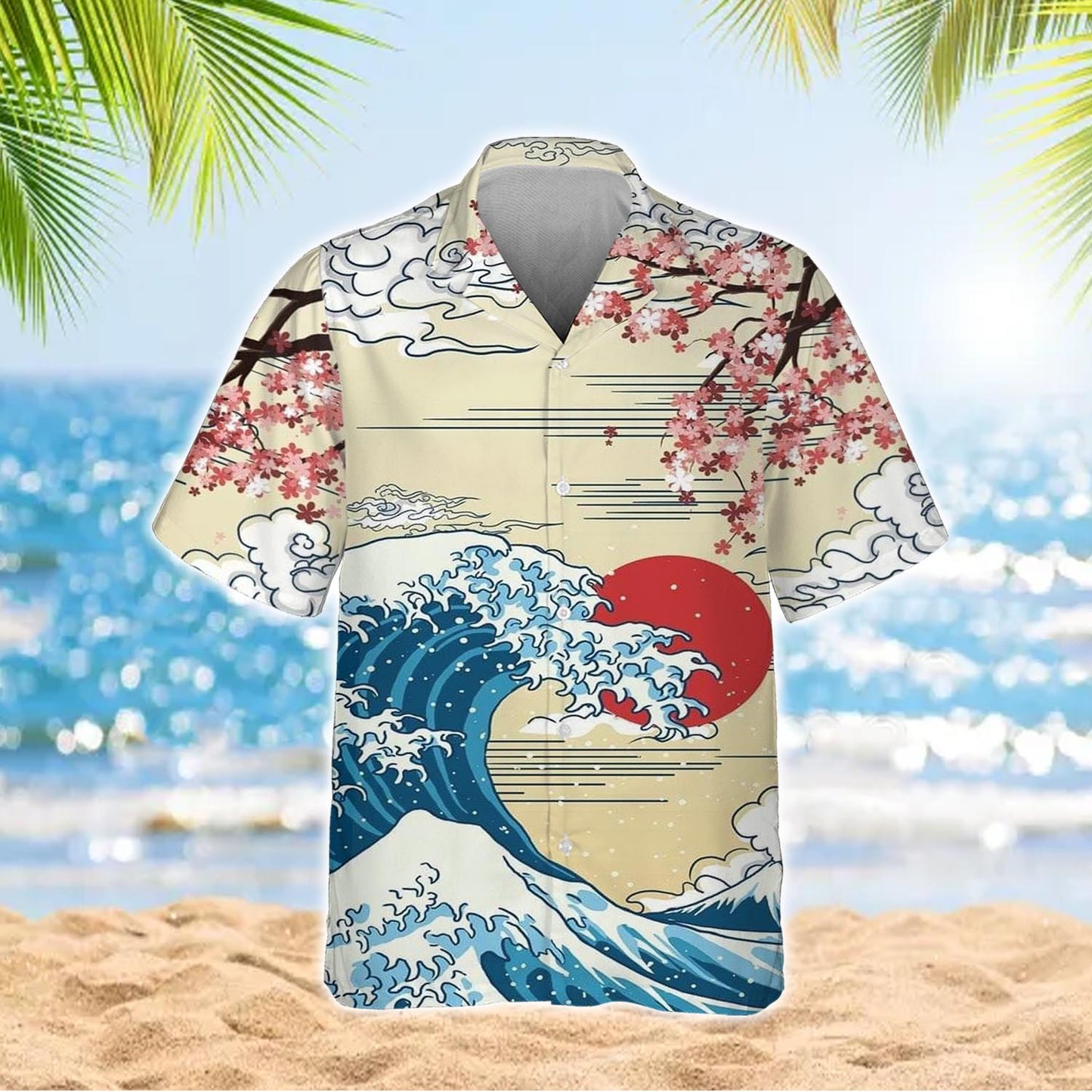 Caseyathletic Japanese Wave Sakura Hawaiian Shirt