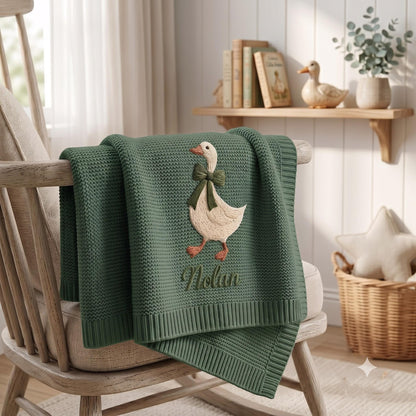 Custom Goose Baby Embroidery Blanket with Name