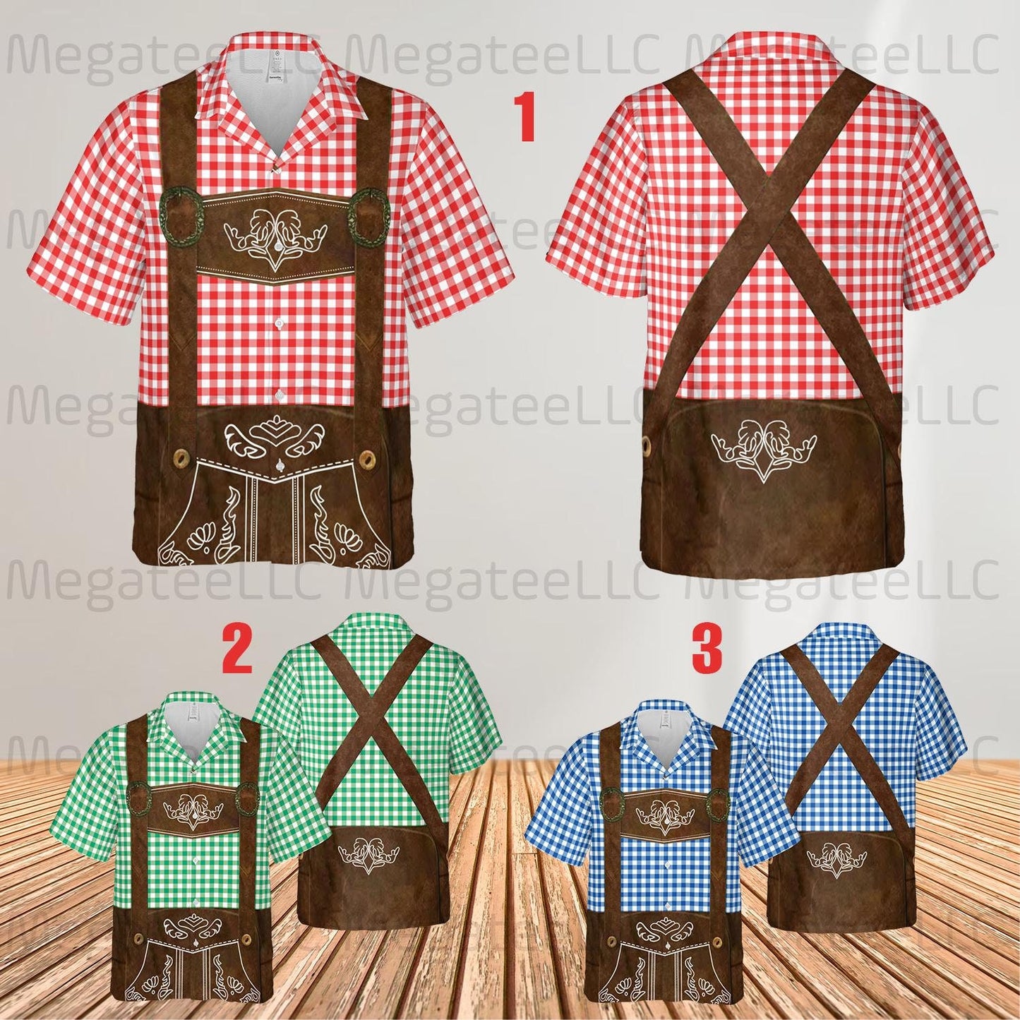 Oktoberfest Lederhosen Costume Shirt, German Bavarian Button Down Shirt