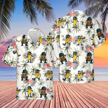 Baseball Hawaiian Shirt Let's Go Bananas Cotton Shirt