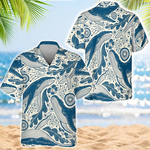 Caseyathletic Ocean Whale Hawaiian Shirt