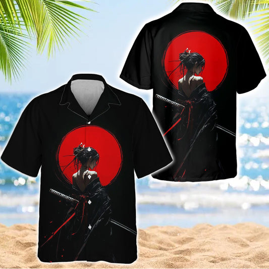 Caseyathletic Japanese Samurai Woman Hawaiian Shirt