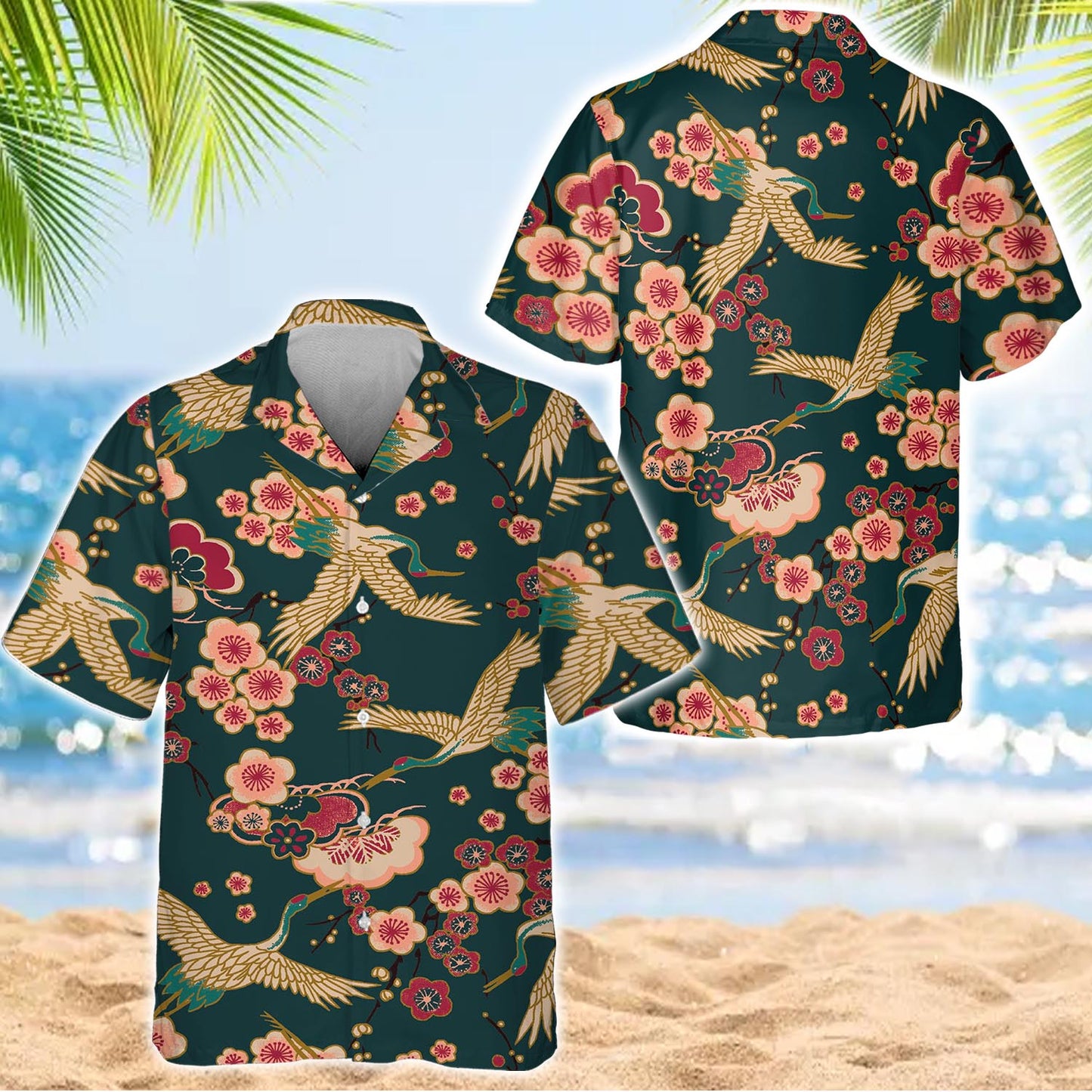 Caseyathletic Japanese Crane Blossom Hawaiian Shirt