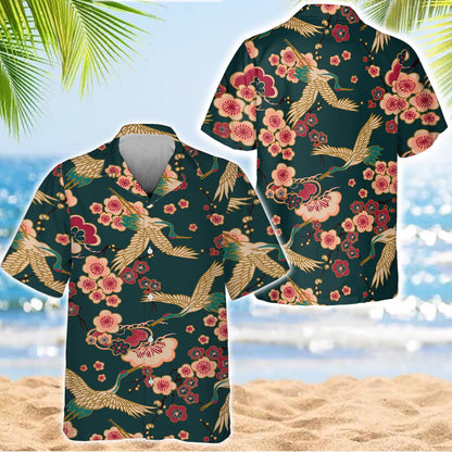 Caseyathletic Japanese Crane Blossom Hawaiian Shirt