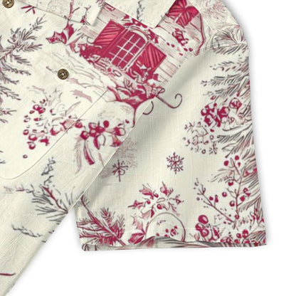 Christmas Cardinal Toile Hawaiian Shirt