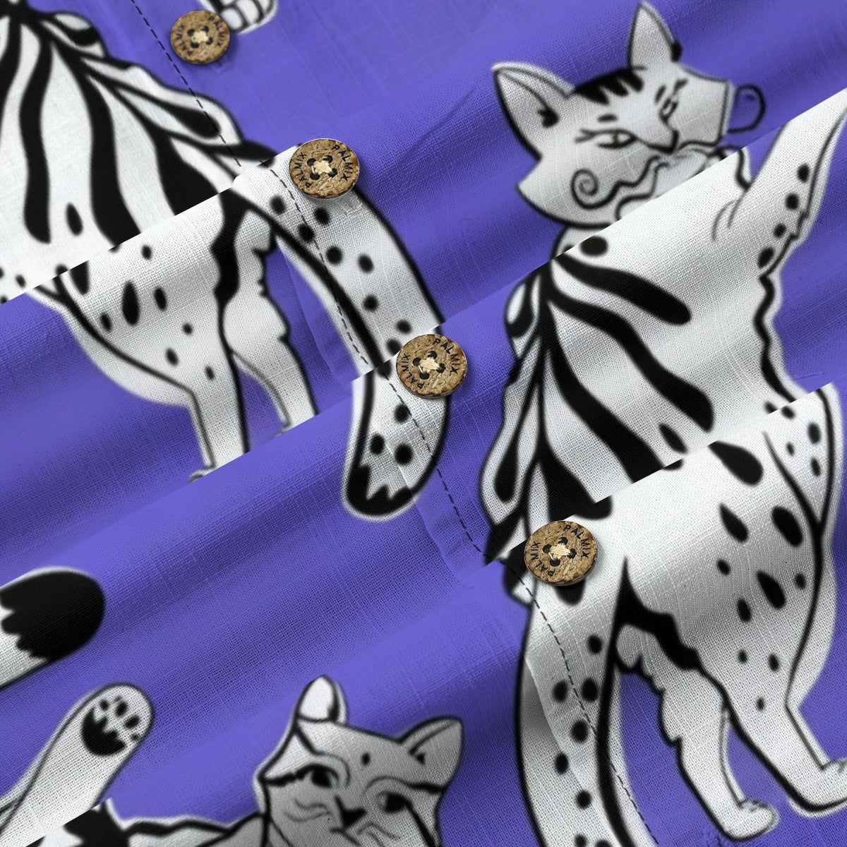 Purple Whimsical Cat Hawaiian Shirt