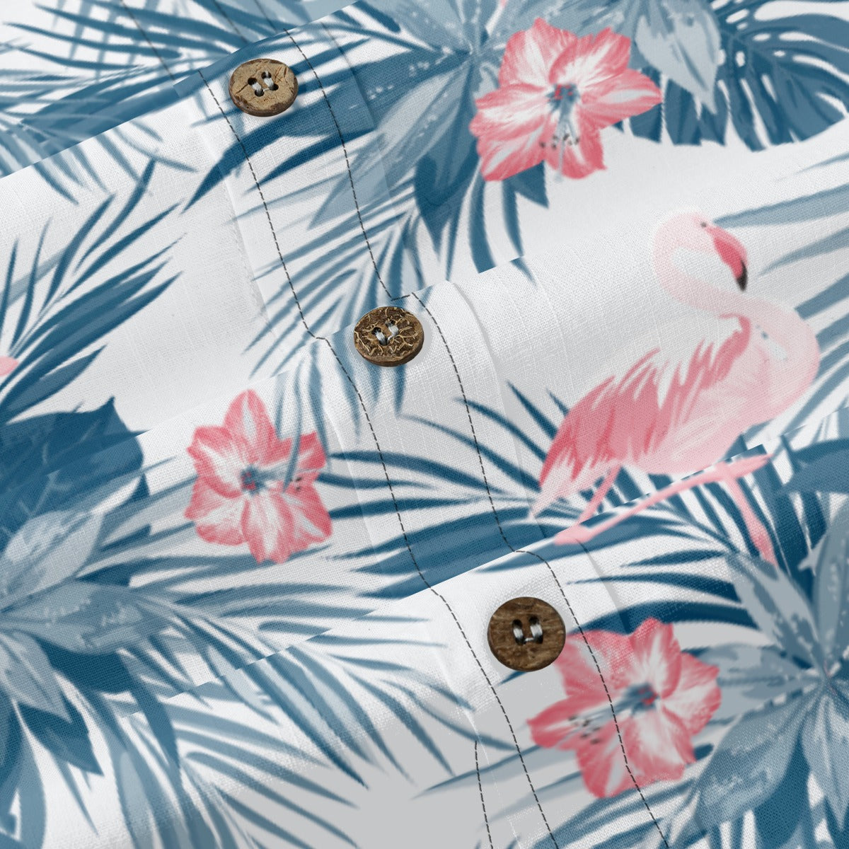 Hawaiian style watercolor flamingo hand-painted printed shirt