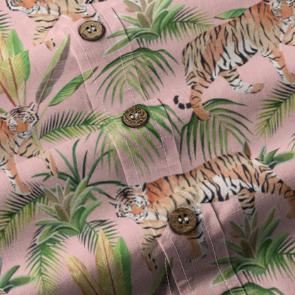 Men's Tiger Print Breathable Cotton Shirt