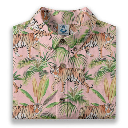Men's Tiger Print Breathable Cotton Shirt