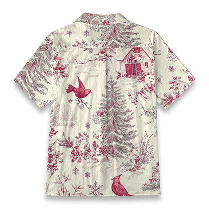Christmas Cardinal Toile Hawaiian Shirt
