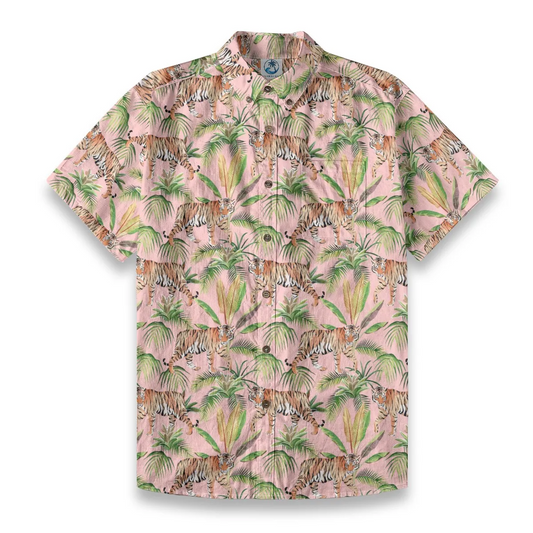 Men's Tiger Print Breathable Cotton Shirt
