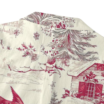 Christmas Cardinal Toile Hawaiian Shirt