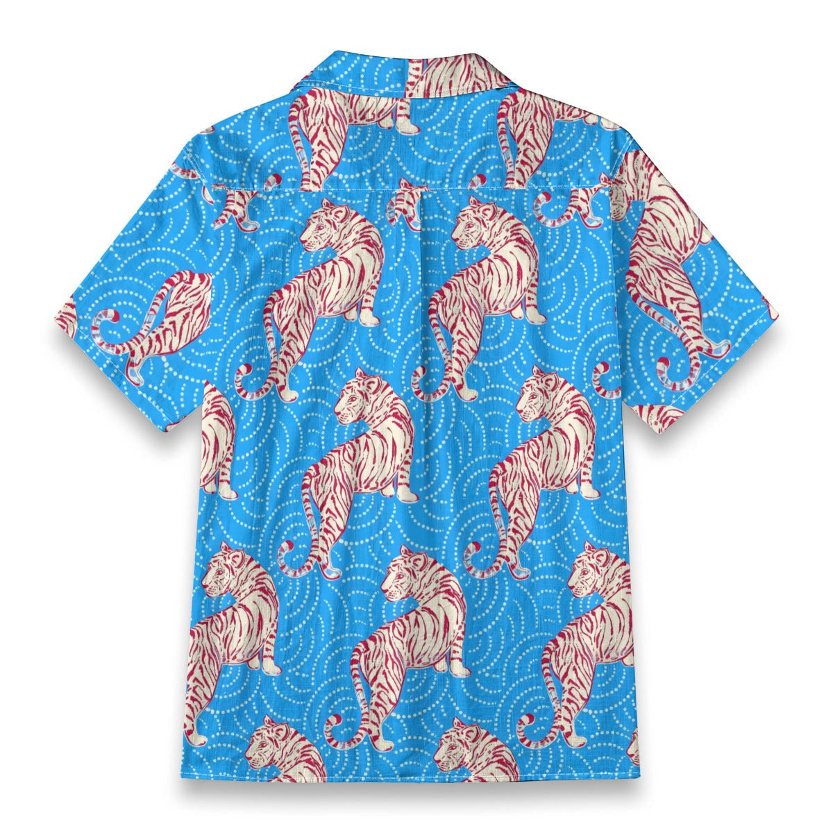 Blue Tiger Print Hawaiian Shirt