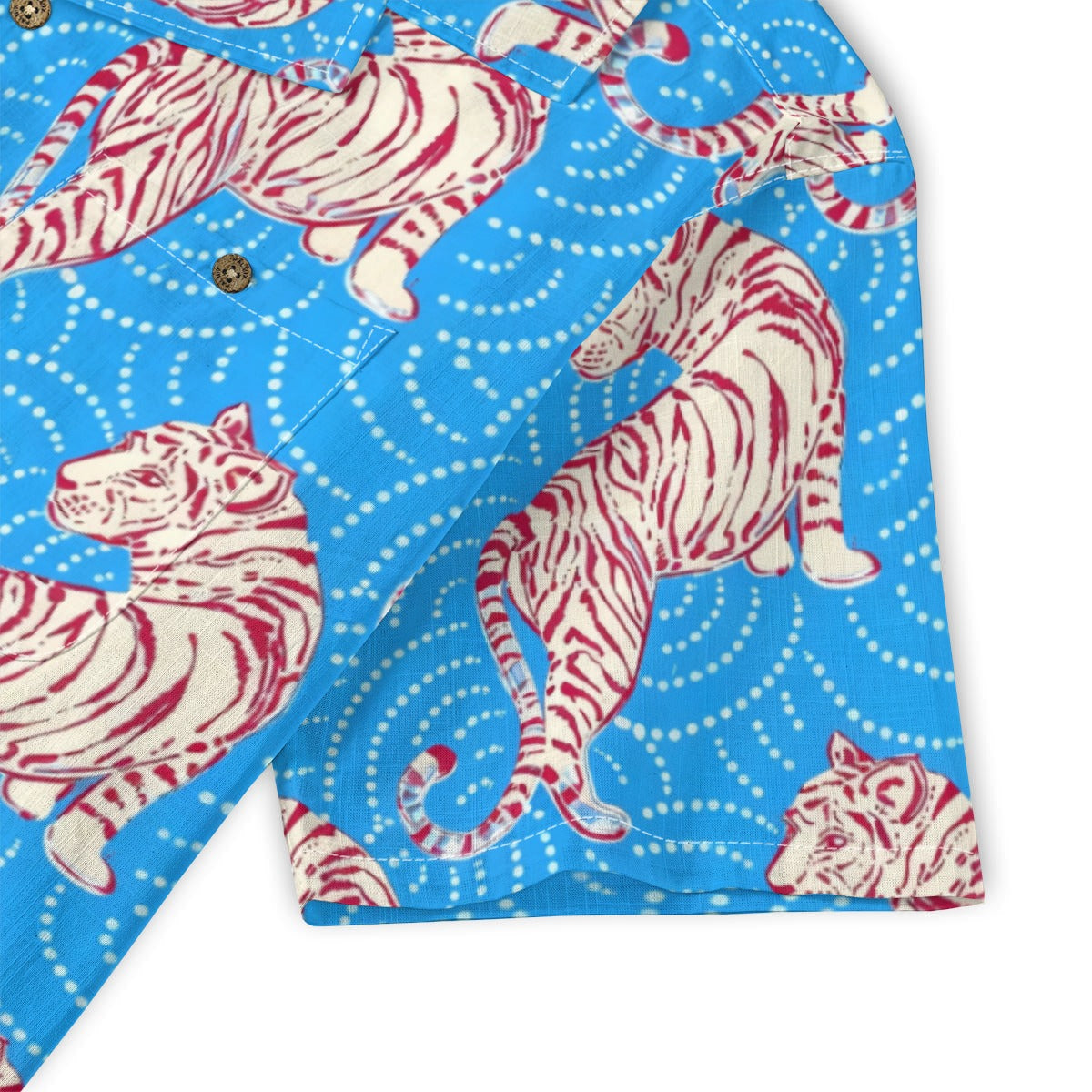 Blue Tiger Print Hawaiian Shirt