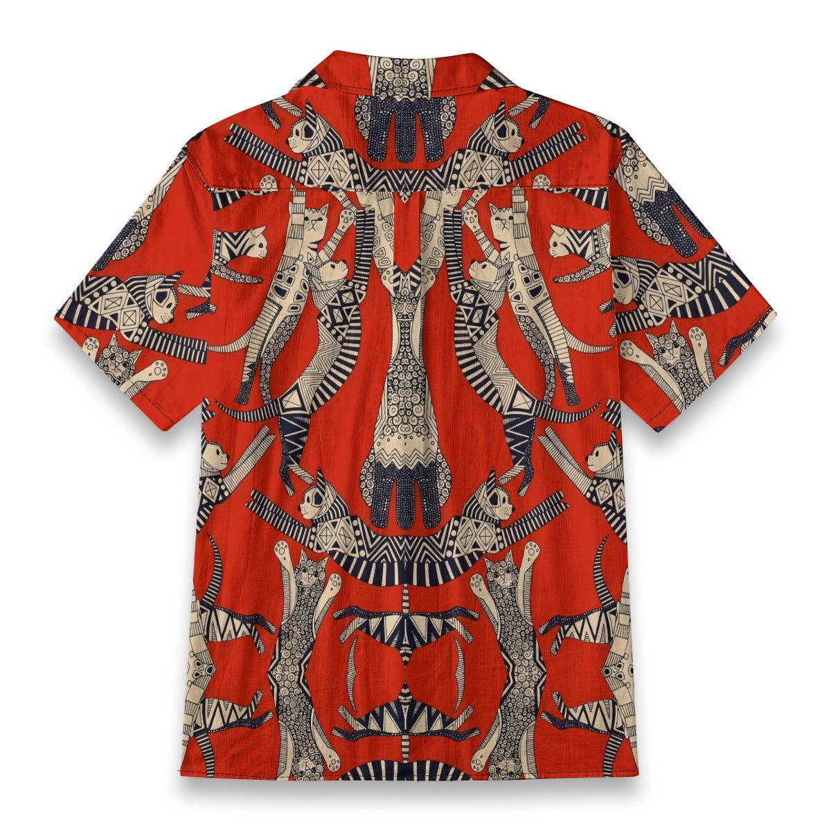 Red Tribal Cat Hawaiian Shirt