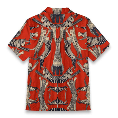Red Tribal Cat Hawaiian Shirt