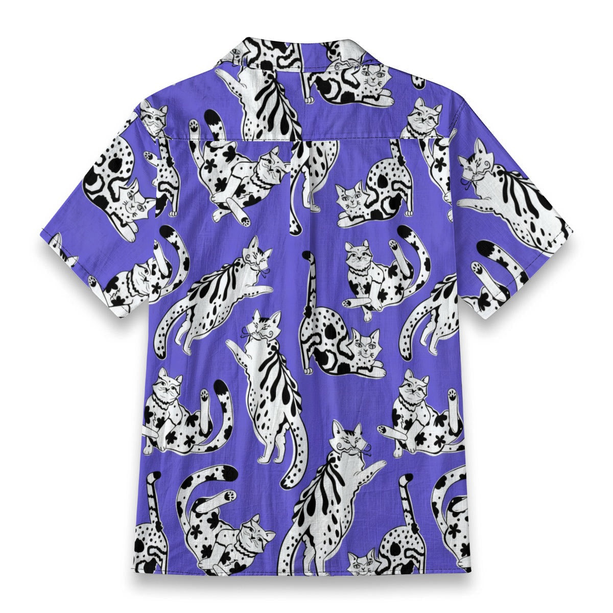 Purple Whimsical Cat Hawaiian Shirt