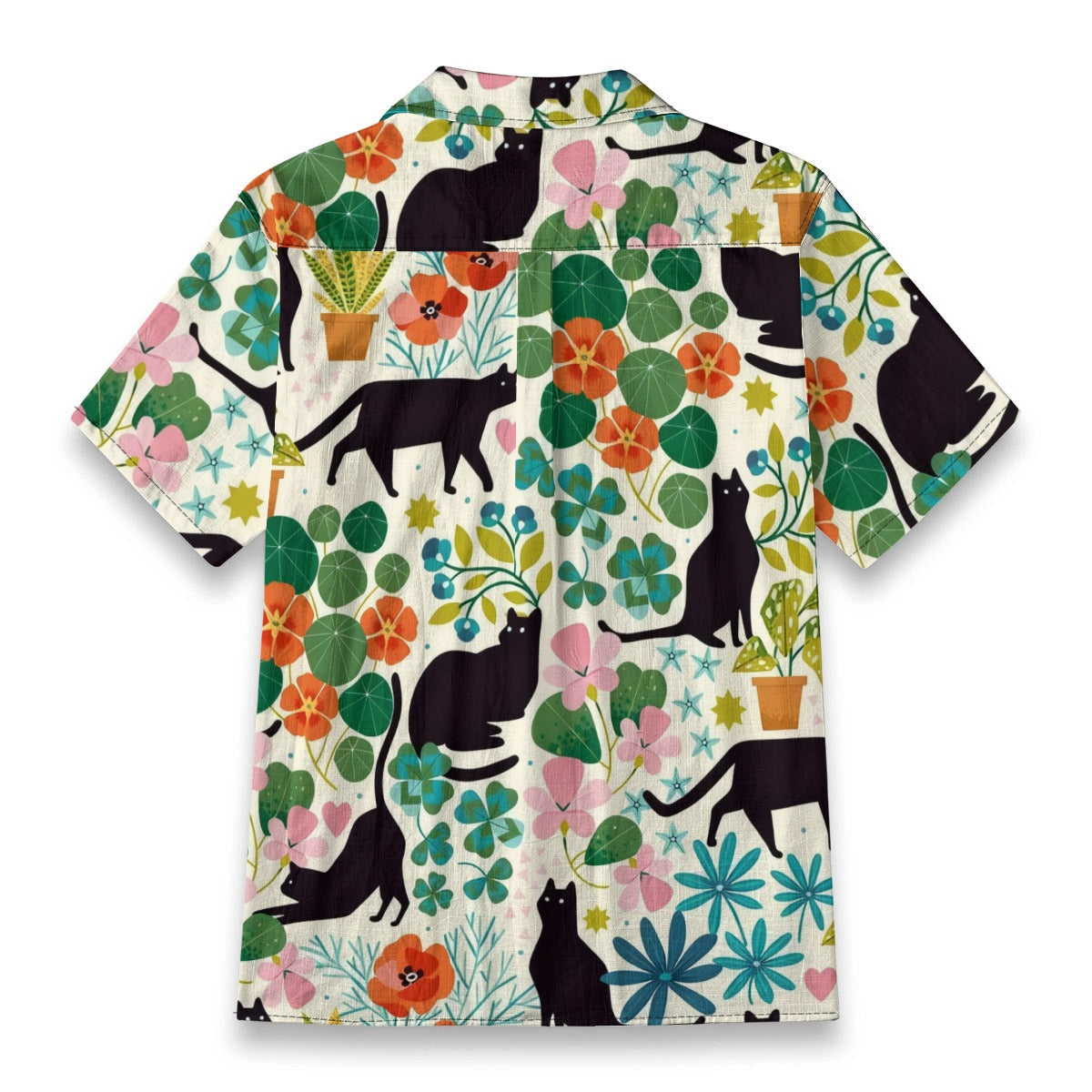 Black Cat Floral Hawaiian Shirt