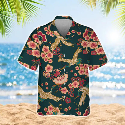Caseyathletic Japanese Crane Blossom Hawaiian Shirt