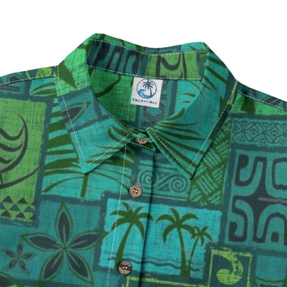Hawaiian Tribal Volume Tiki Aloha Vintage Line Turtle Print Shirt