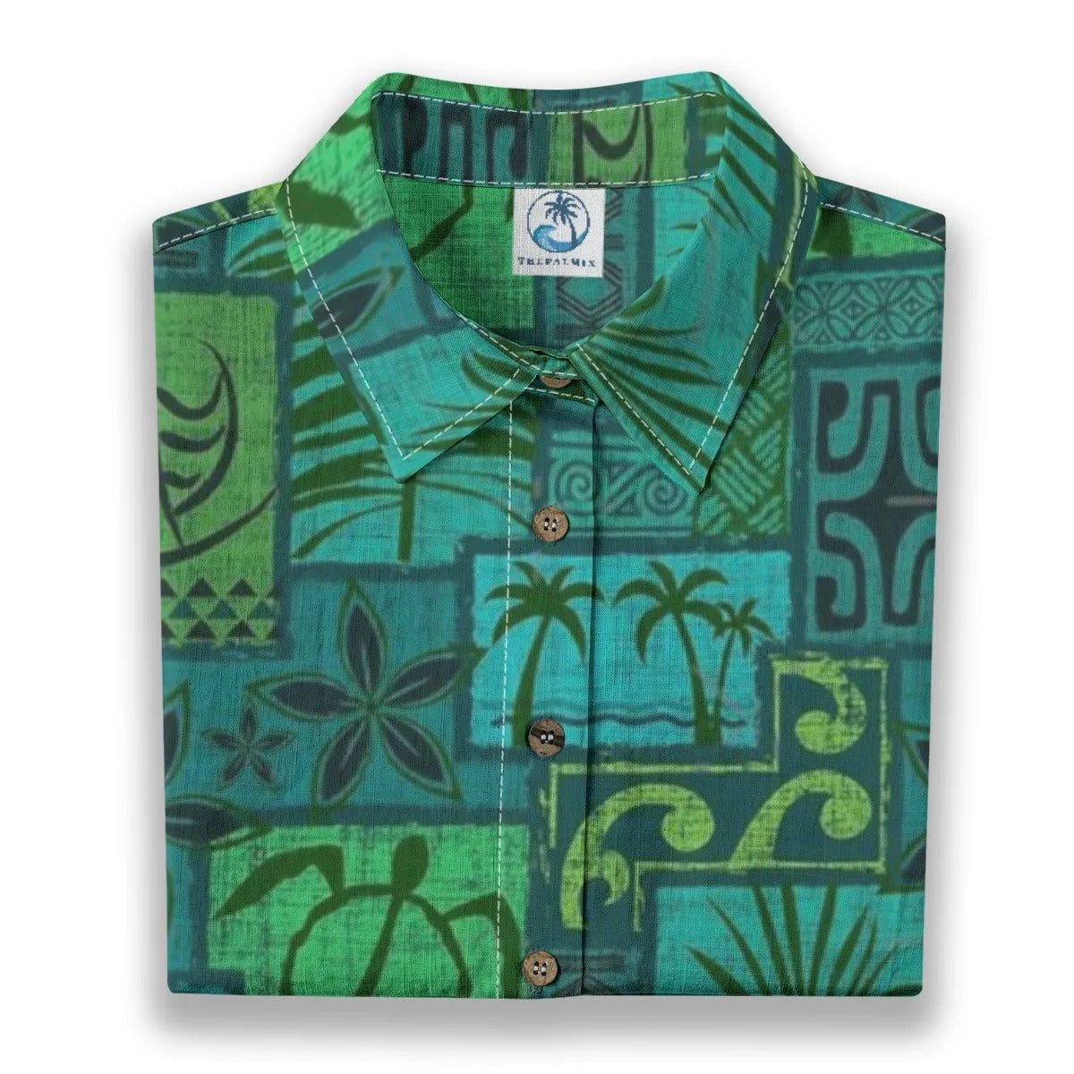 Hawaiian Tribal Volume Tiki Aloha Vintage Line Turtle Print Shirt