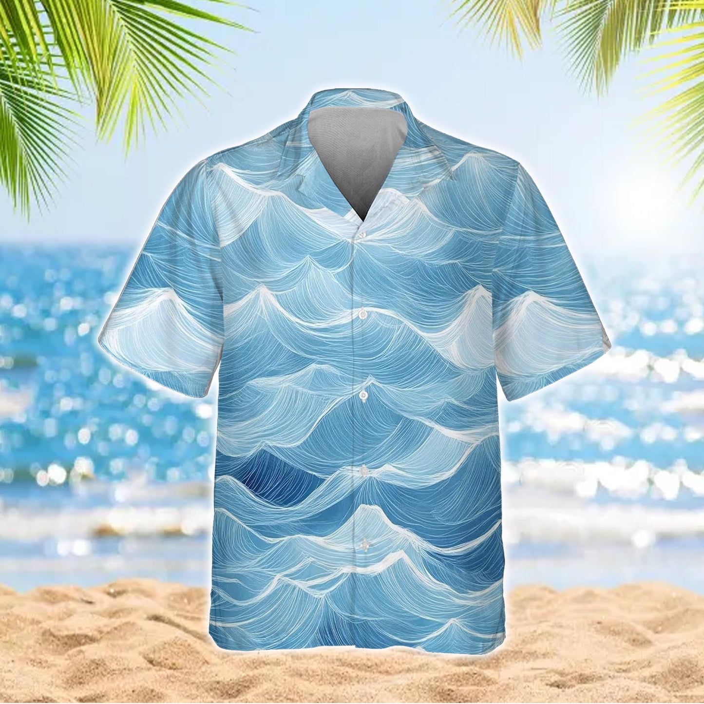 Caseyathletic Blue Ocean Wave Hawaiian Shirt