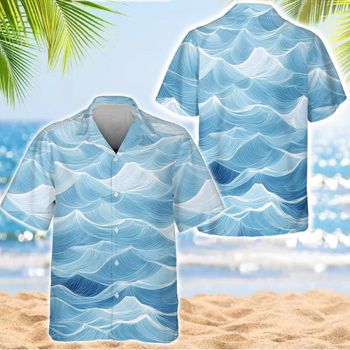 Caseyathletic Blue Ocean Wave Hawaiian Shirt