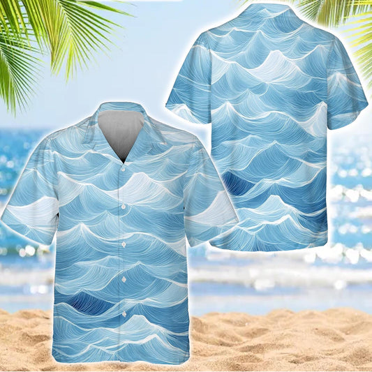 Caseyathletic Blue Ocean Wave Hawaiian Shirt