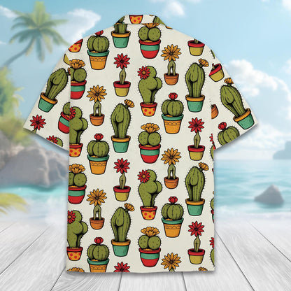 Cactus Hawaiian Shirt for Men Women Youth, Colorful Potted Succulent Plant Print