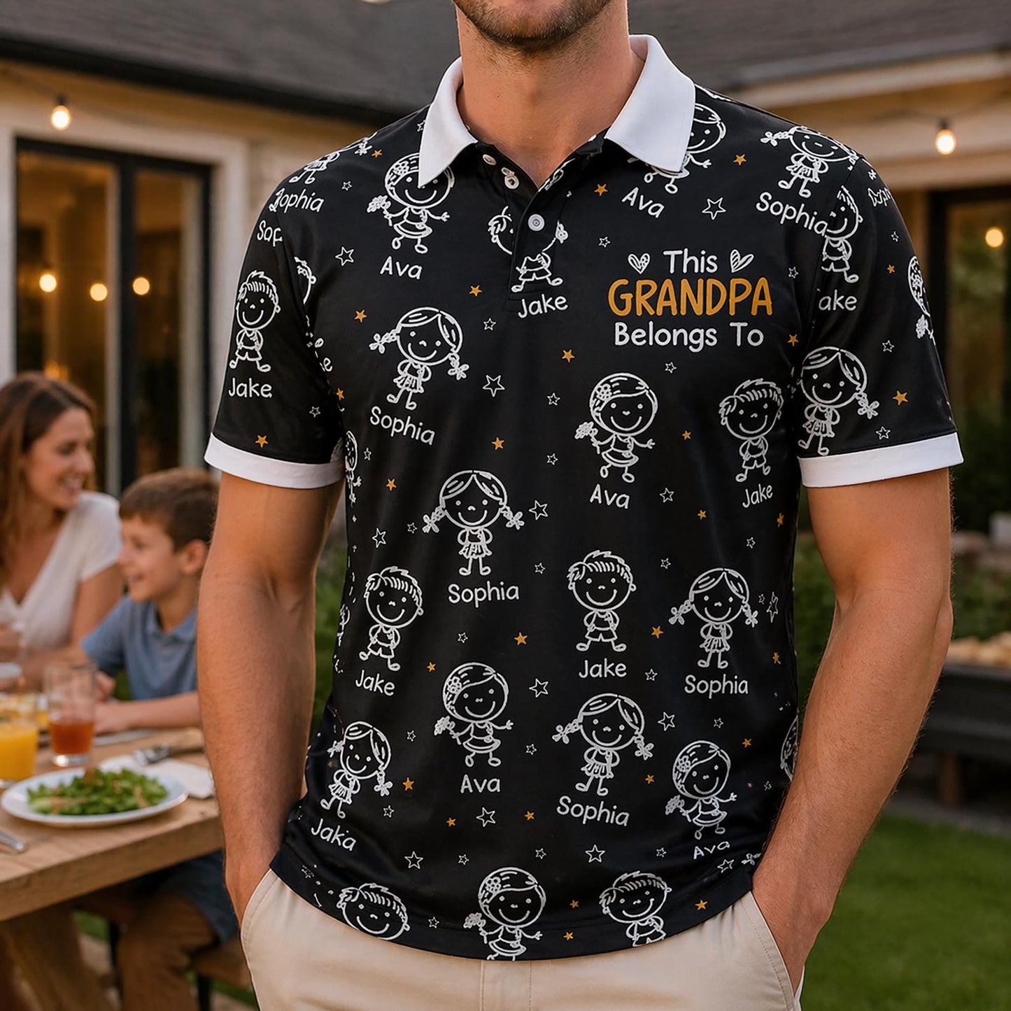 This Grandpa Belongs To Doodle Personalized Polo Shirt, Father's Day Gift for Grandpa, Custom Grandpa Shirt