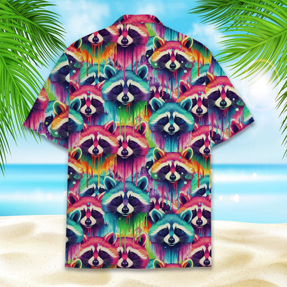 Colorful Raccoon Hawaiian Shirt for Men Women Youth