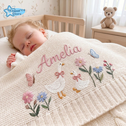 Embroidered Custom Goose Cotton Embroidery Blanket