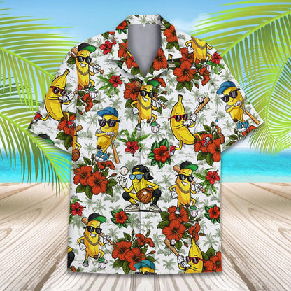 Banana Baseball Hawaiian Shirt Men Women Youth, Funny Tropical Fruit Sports Print