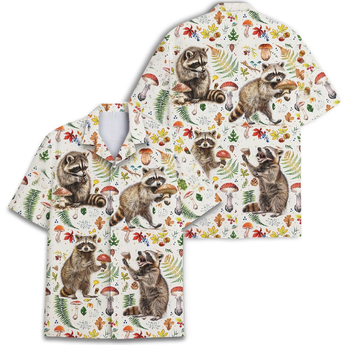Raccoon Mushroom Hawaiian Shirt