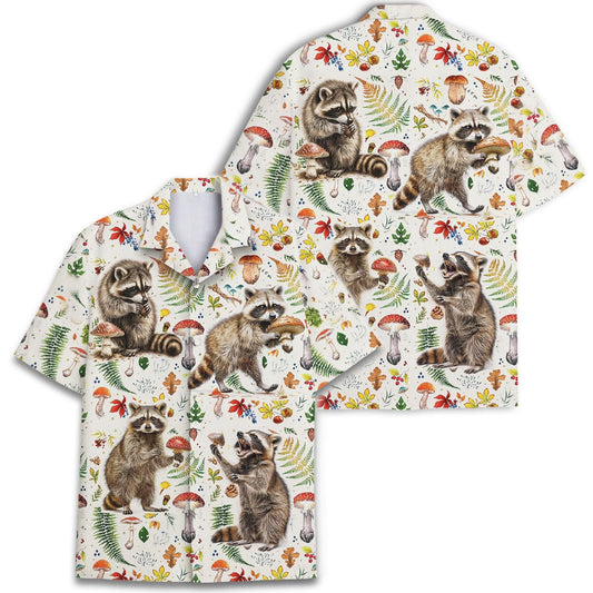 Raccoon Mushroom Hawaiian Shirt