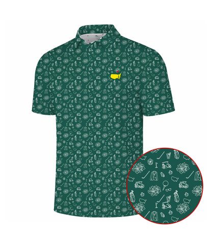 Golf Polo Shirt Masters Inspired, Augusta Green Pattern Polo Outfit Shirt