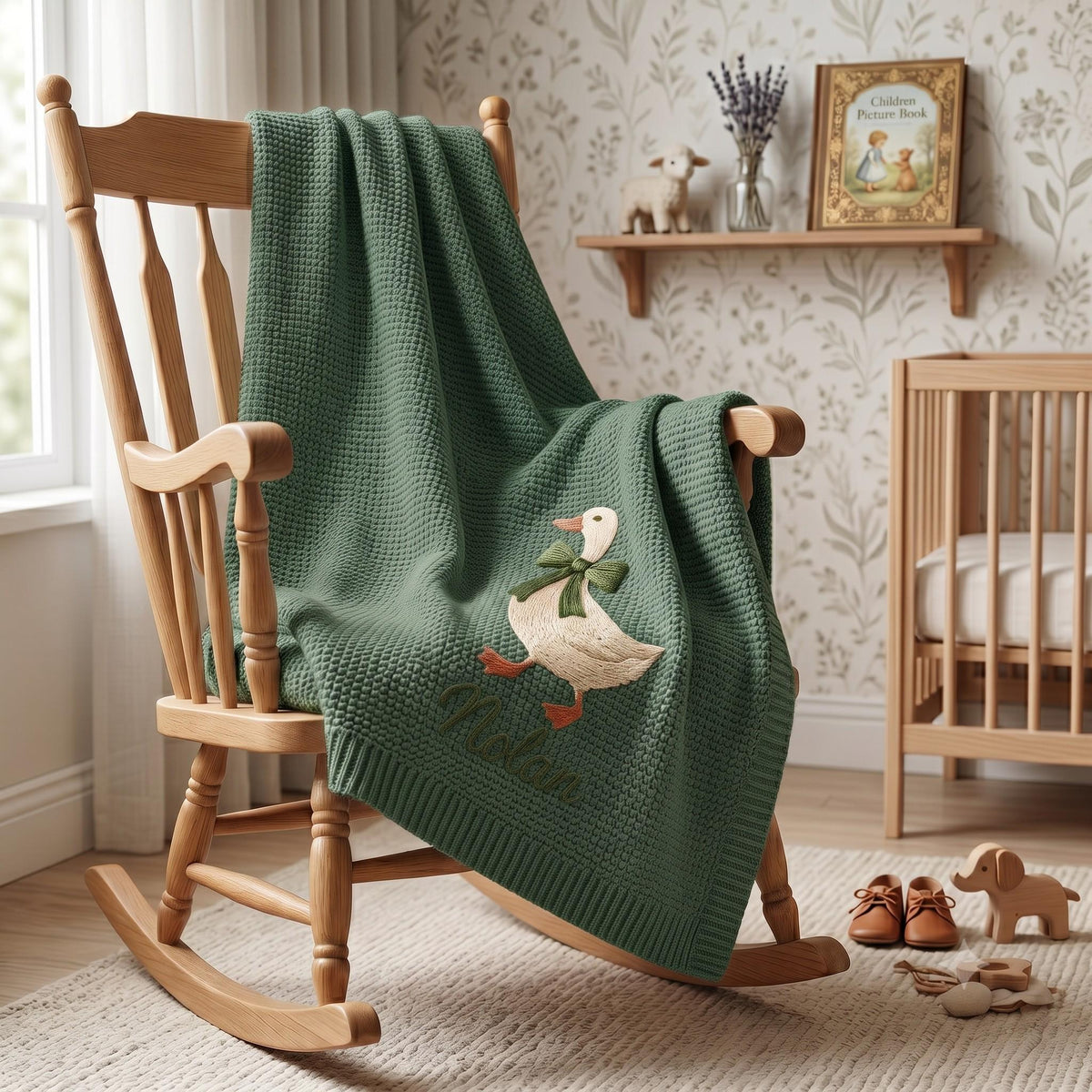 Custom Goose Baby Embroidery Blanket with Name